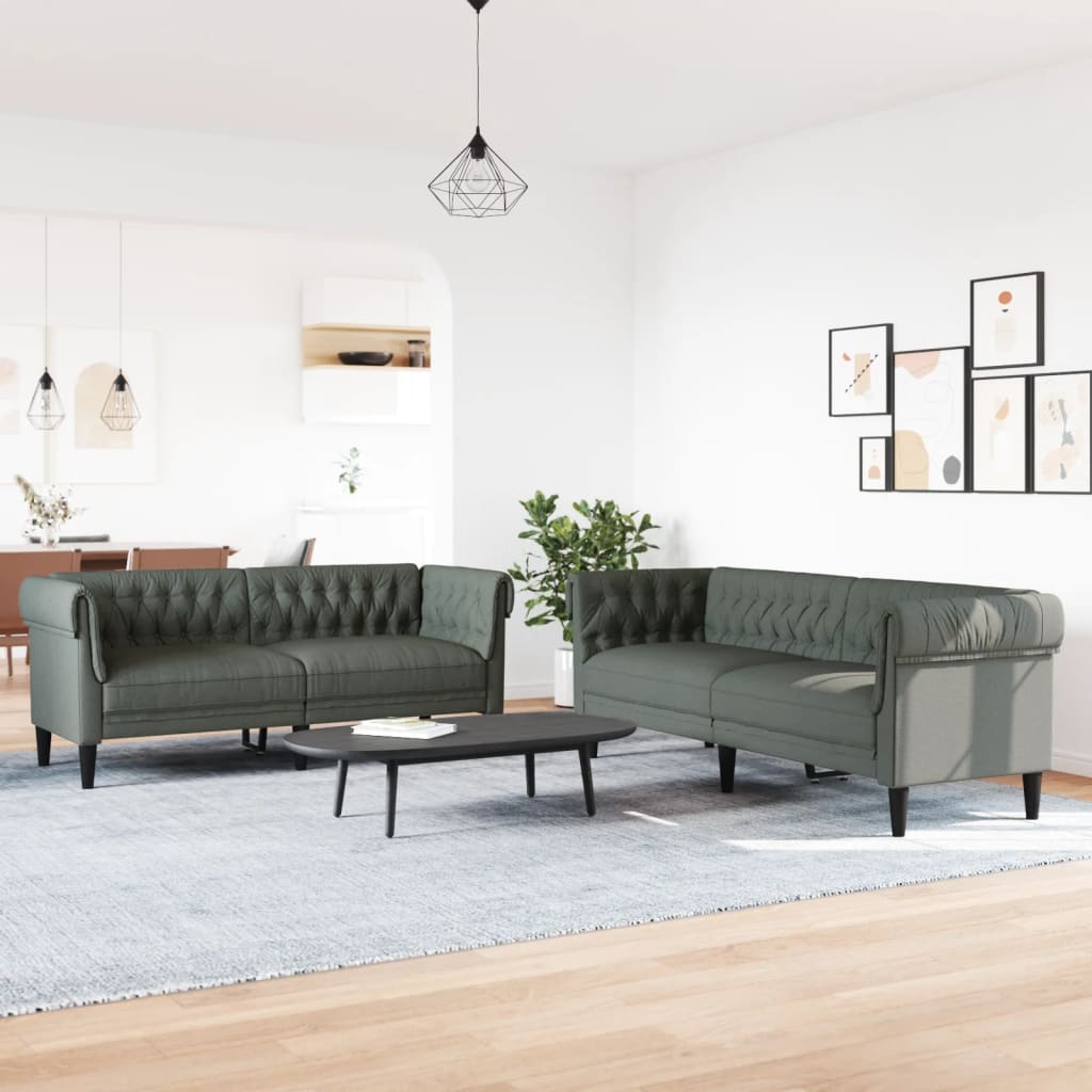 2-delige Loungeset stof donkergrijs is nu te koop bij PeponiXL, paradijselijk wonen!