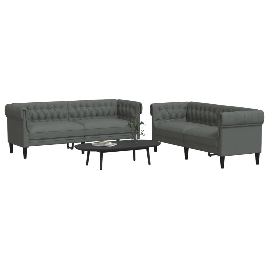 2-delige Loungeset stof donkergrijs is nu te koop bij PeponiXL, paradijselijk wonen!