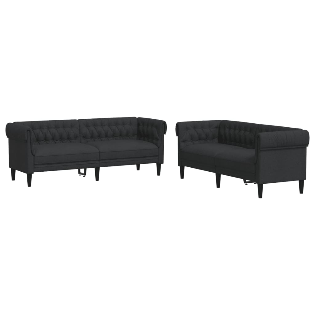 2-delige Loungeset stof zwart is nu te koop bij PeponiXL, paradijselijk wonen!