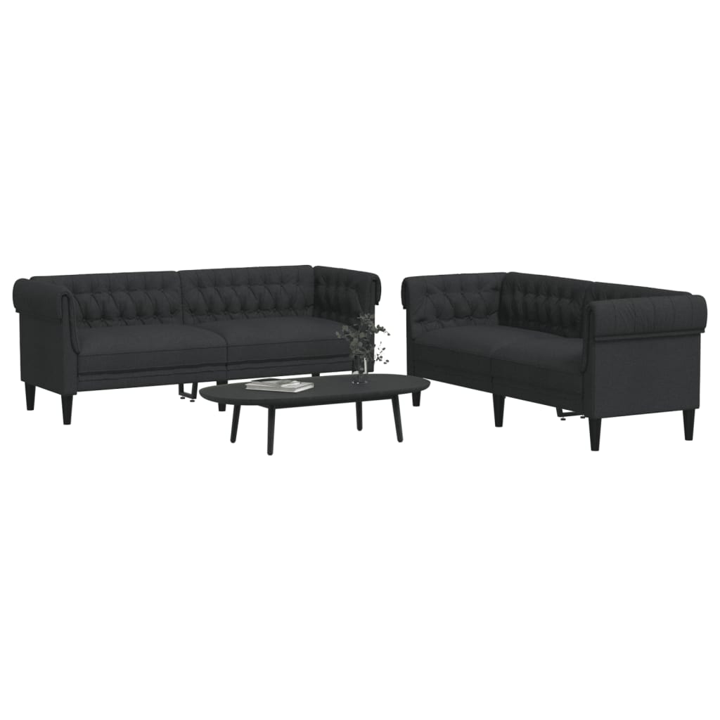 2-delige Loungeset stof zwart is nu te koop bij PeponiXL, paradijselijk wonen!