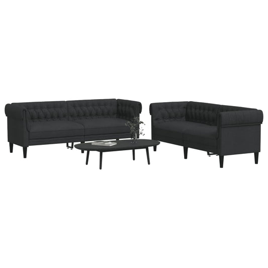 2-delige Loungeset stof zwart is nu te koop bij PeponiXL, paradijselijk wonen!