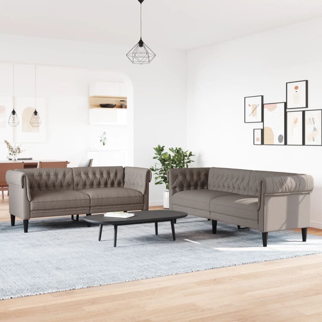 2-delige Loungeset stof taupe is nu te koop bij PeponiXL, paradijselijk wonen!