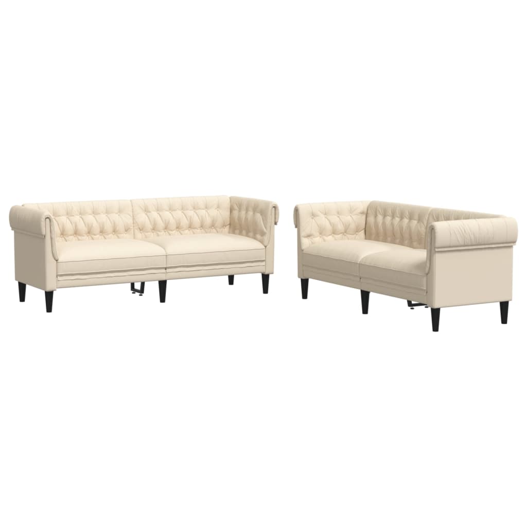 2-delige Loungeset stof crèmekleurig is nu te koop bij PeponiXL, paradijselijk wonen!