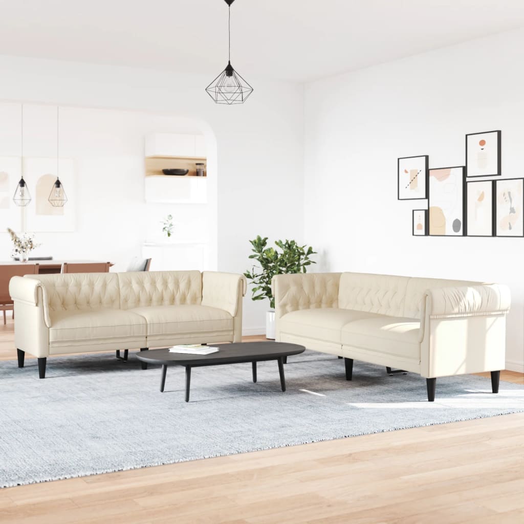 2-delige Loungeset stof crèmekleurig is nu te koop bij PeponiXL, paradijselijk wonen!