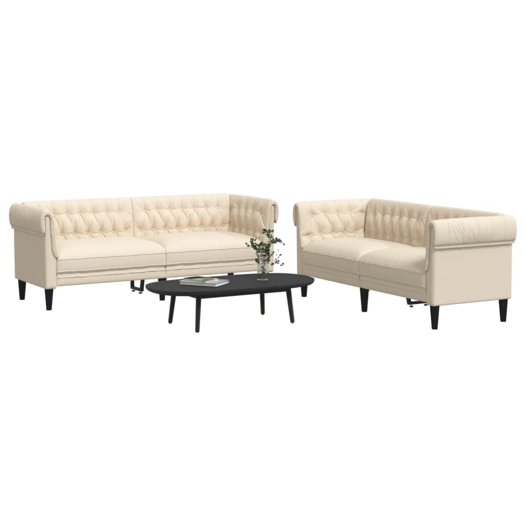 2-delige Loungeset stof crèmekleurig is nu te koop bij PeponiXL, paradijselijk wonen!