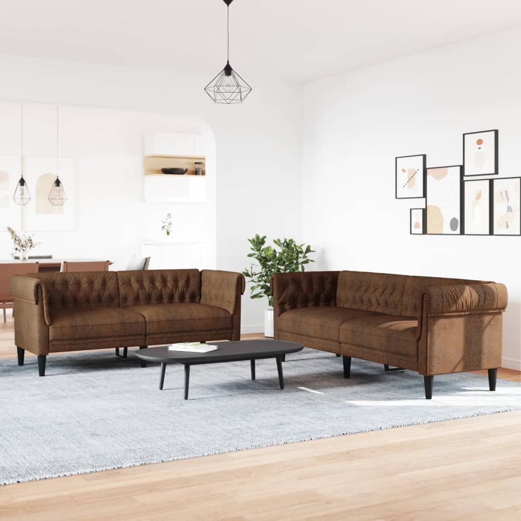 2-delige Loungeset stof bruin is nu te koop bij PeponiXL, paradijselijk wonen!