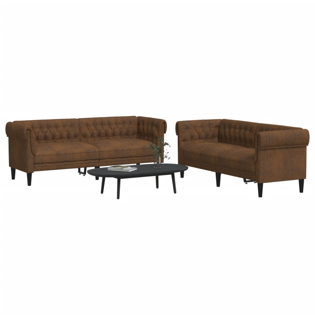 2-delige Loungeset stof bruin is nu te koop bij PeponiXL, paradijselijk wonen!