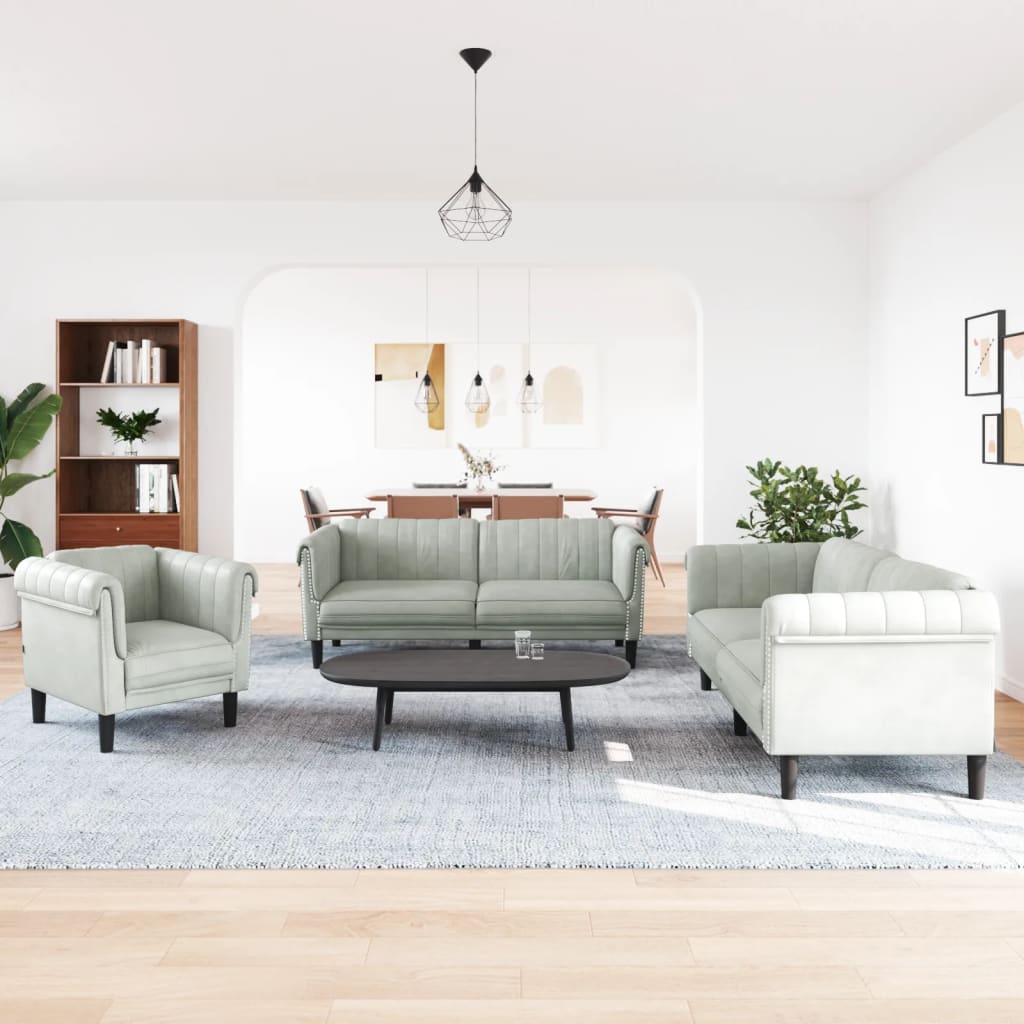 3-delige Loungeset fluweel lichtgrijs is nu te koop bij PeponiXL, paradijselijk wonen!
