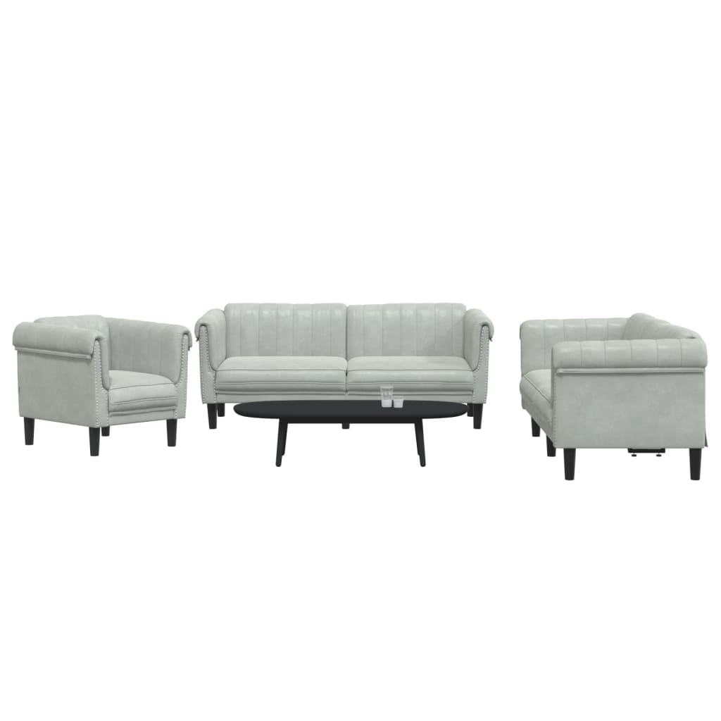 3-delige Loungeset fluweel lichtgrijs is nu te koop bij PeponiXL, paradijselijk wonen!