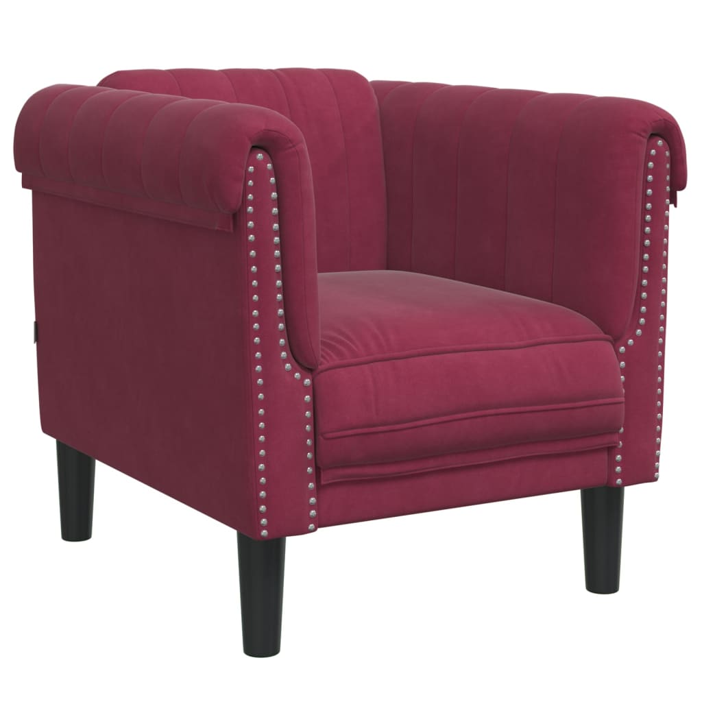 3-delige Loungeset fluweel wijnrood is nu te koop bij PeponiXL, paradijselijk wonen!