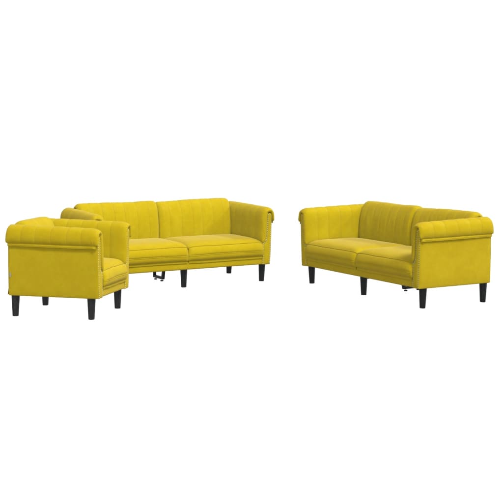 3-delige Loungeset fluweel geel is nu te koop bij PeponiXL, paradijselijk wonen!
