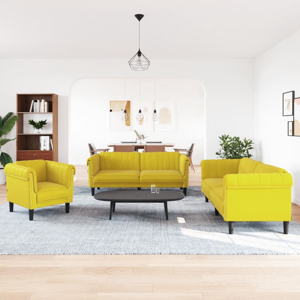 3-delige Loungeset fluweel geel is nu te koop bij PeponiXL, paradijselijk wonen!