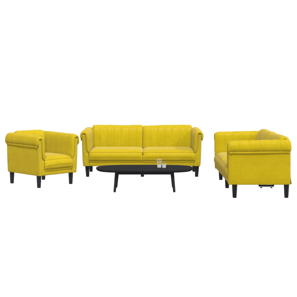 3-delige Loungeset fluweel geel is nu te koop bij PeponiXL, paradijselijk wonen!