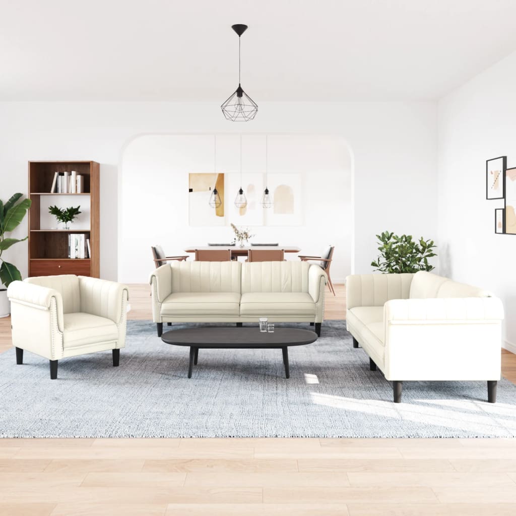 3-delige Loungeset fluweel crèmekleurig is nu te koop bij PeponiXL, paradijselijk wonen!