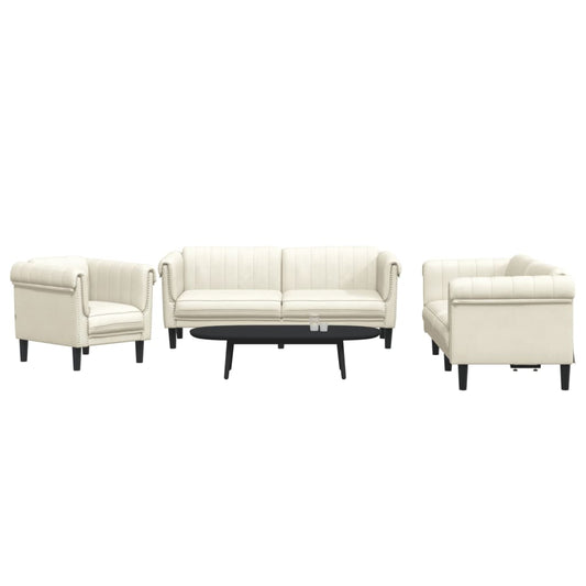 3-delige Loungeset fluweel crèmekleurig is nu te koop bij PeponiXL, paradijselijk wonen!