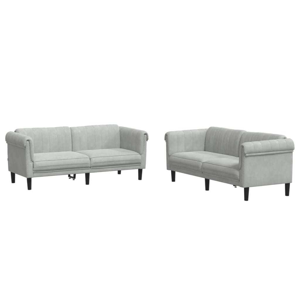 2-delige Loungeset fluweel lichtgrijs is nu te koop bij PeponiXL, paradijselijk wonen!