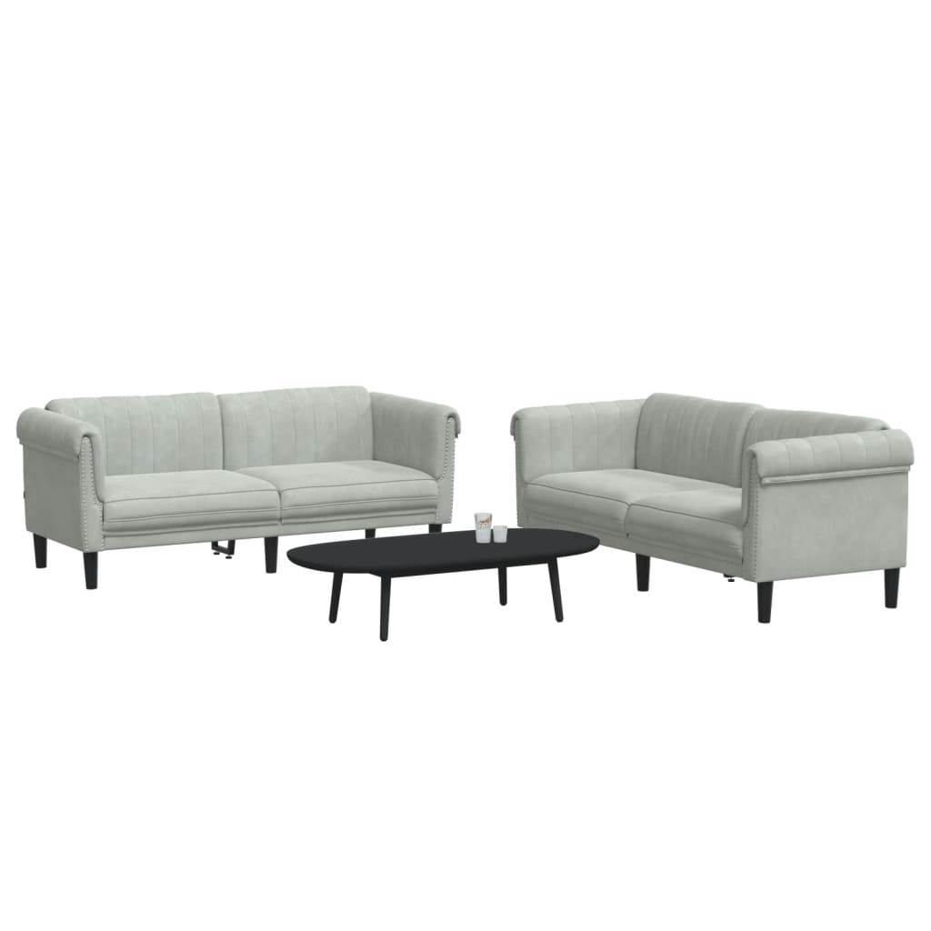 2-delige Loungeset fluweel lichtgrijs is nu te koop bij PeponiXL, paradijselijk wonen!