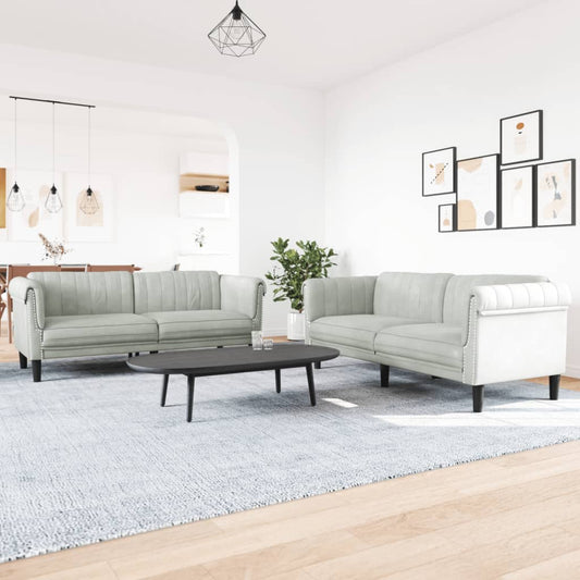 2-delige Loungeset fluweel lichtgrijs is nu te koop bij PeponiXL, paradijselijk wonen!