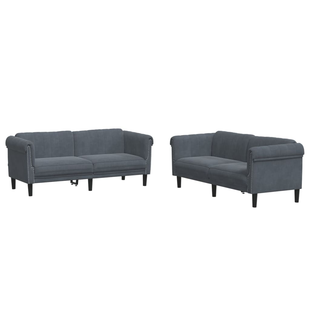 2-delige Loungeset fluweel donkergrijs is nu te koop bij PeponiXL, paradijselijk wonen!