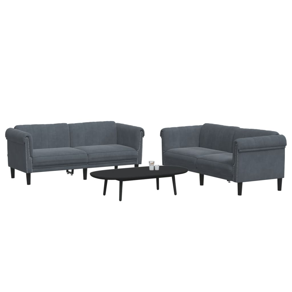 2-delige Loungeset fluweel donkergrijs is nu te koop bij PeponiXL, paradijselijk wonen!