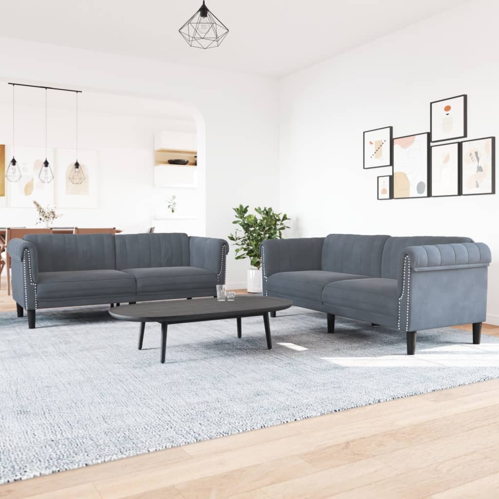 2-delige Loungeset fluweel donkergrijs is nu te koop bij PeponiXL, paradijselijk wonen!
