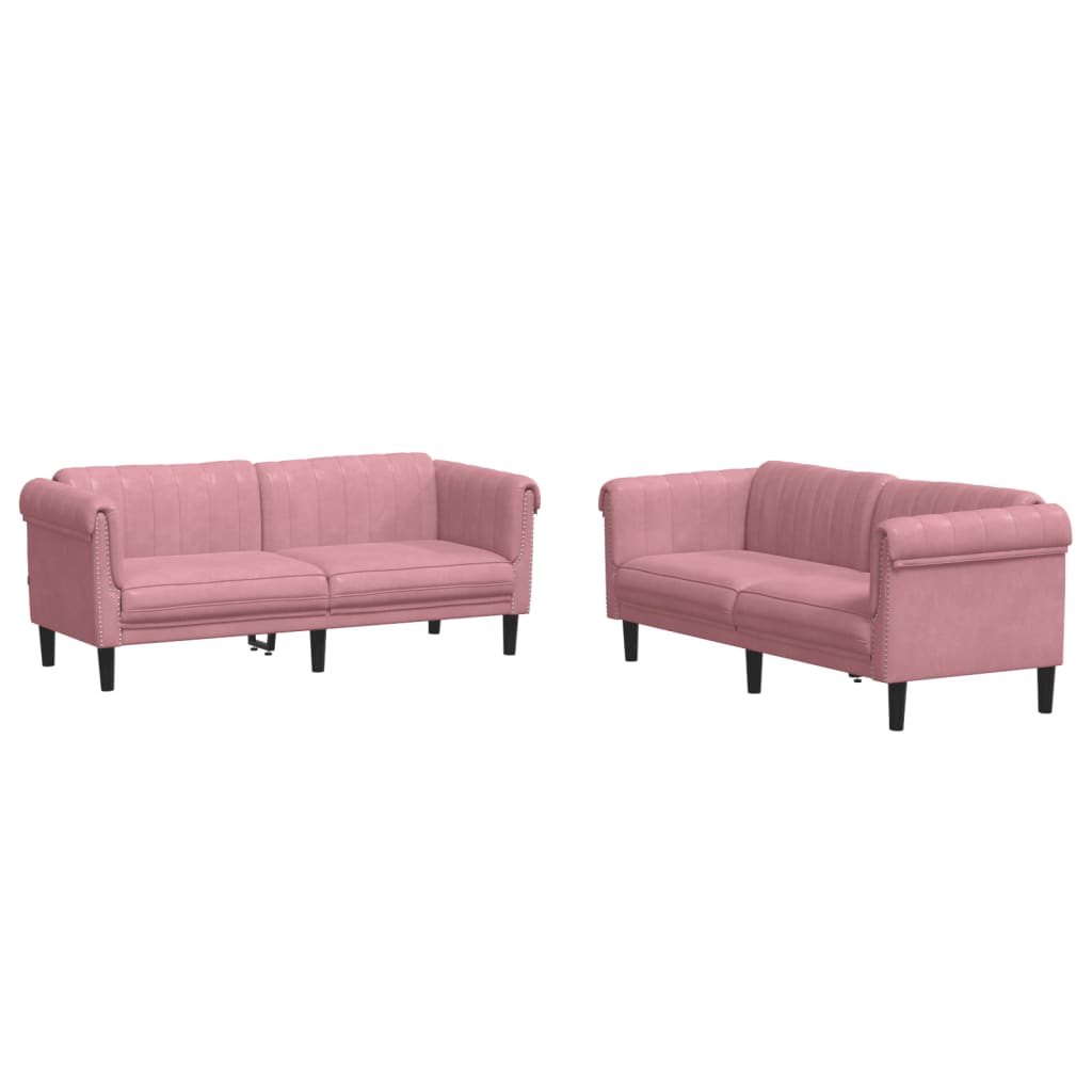 2-delige Loungeset fluweel roze is nu te koop bij PeponiXL, paradijselijk wonen!