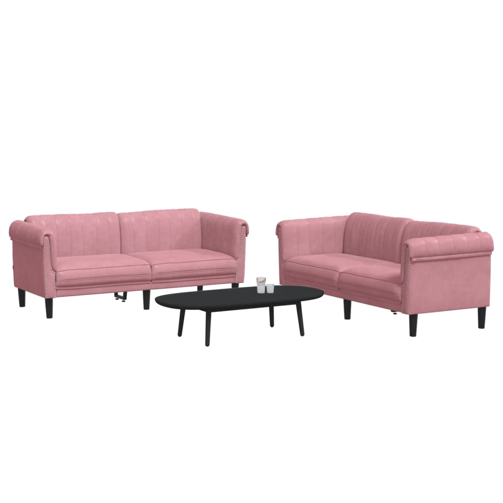 2-delige Loungeset fluweel roze is nu te koop bij PeponiXL, paradijselijk wonen!