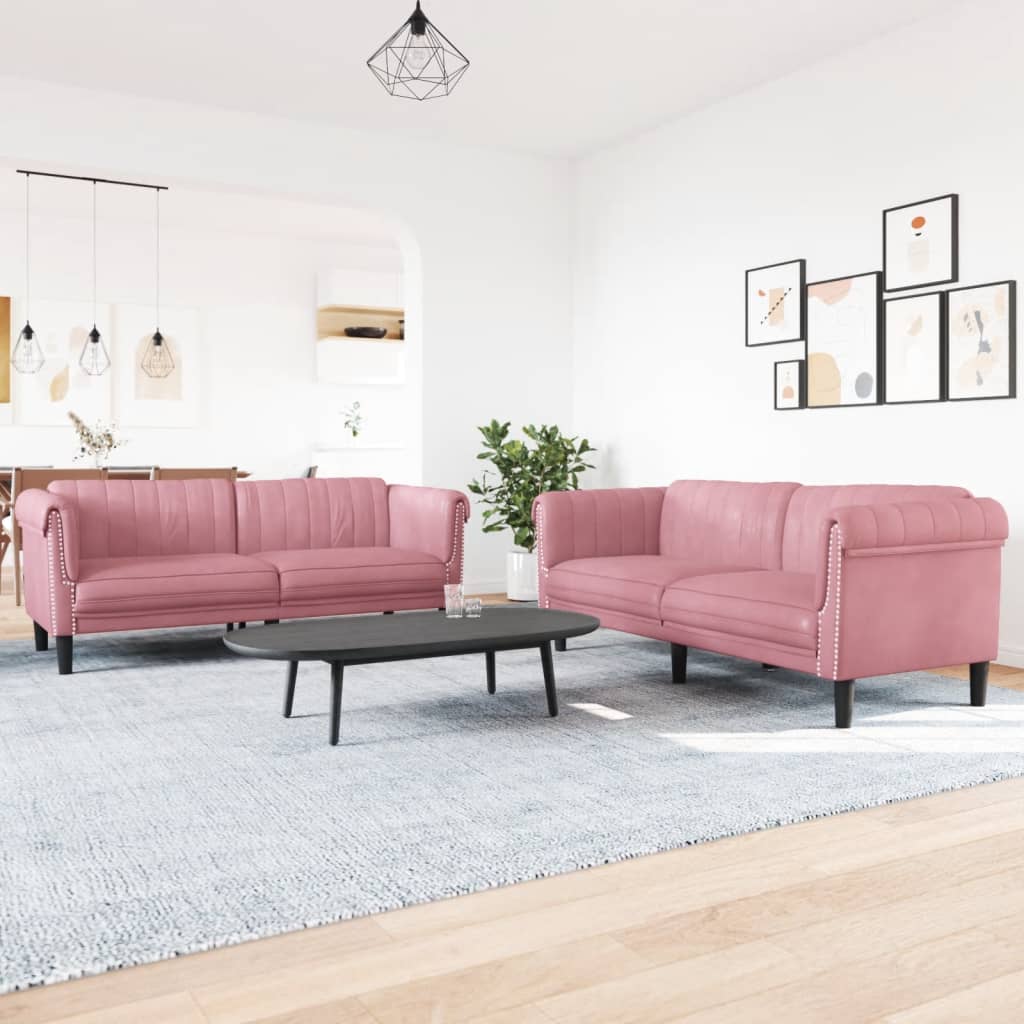 2-delige Loungeset fluweel roze is nu te koop bij PeponiXL, paradijselijk wonen!