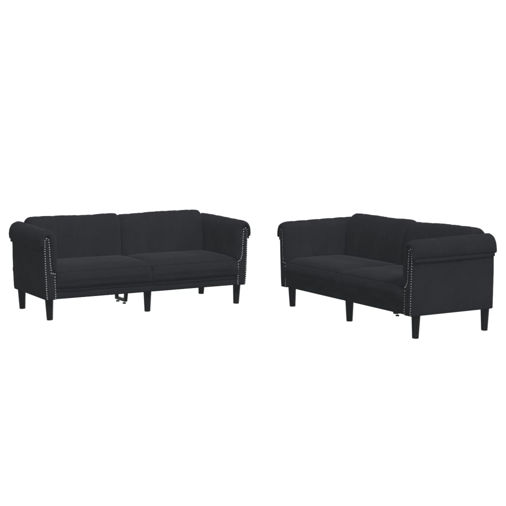 2-delige Loungeset fluweel zwart is nu te koop bij PeponiXL, paradijselijk wonen!