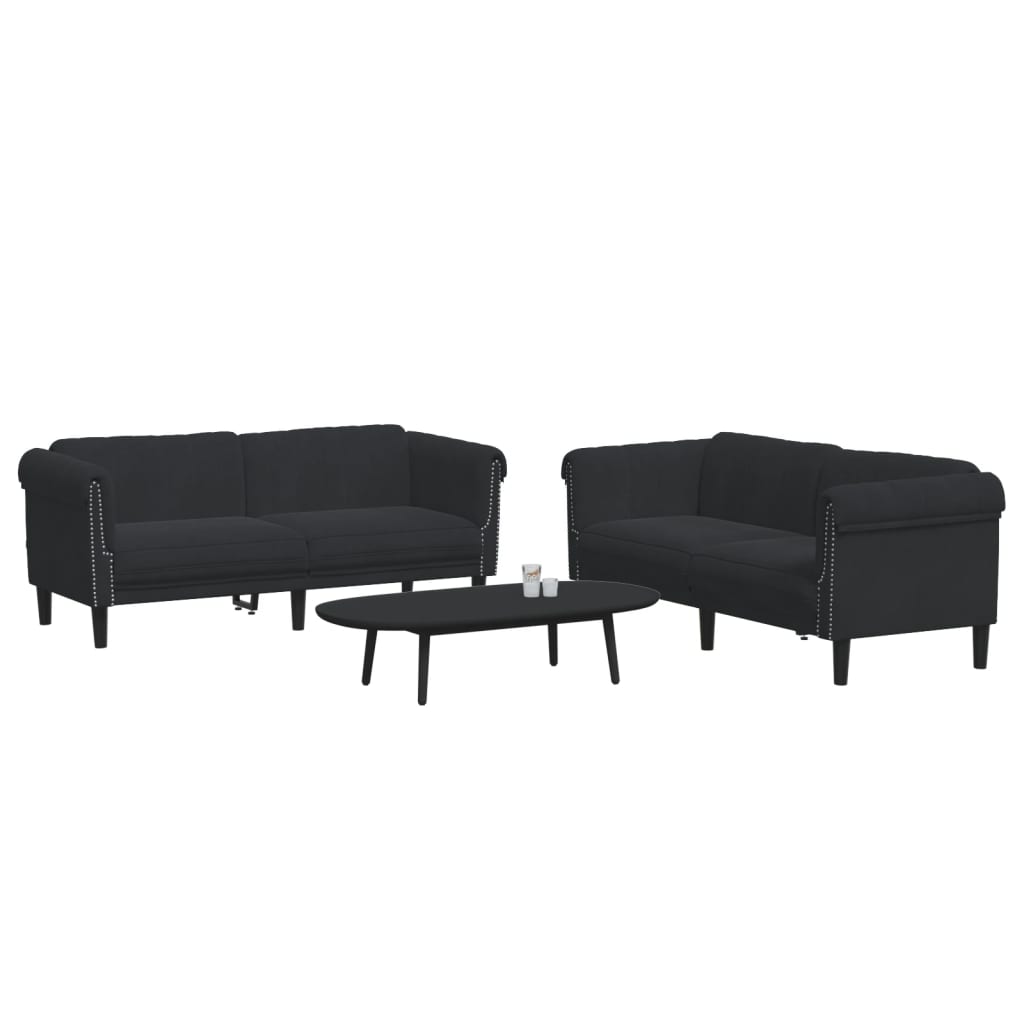 2-delige Loungeset fluweel zwart is nu te koop bij PeponiXL, paradijselijk wonen!