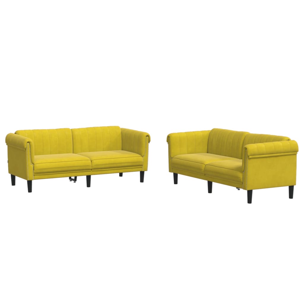 2-delige Loungeset fluweel geel is nu te koop bij PeponiXL, paradijselijk wonen!