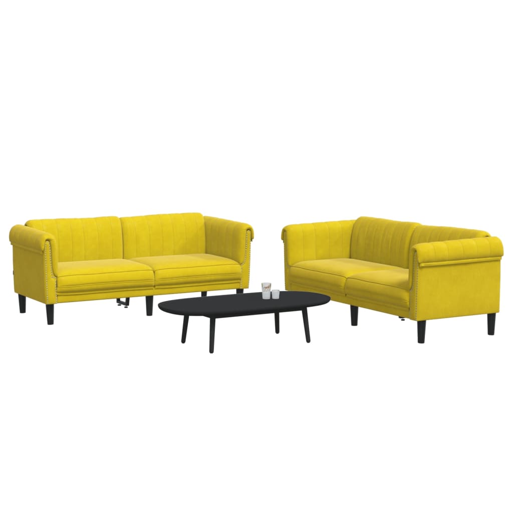2-delige Loungeset fluweel geel is nu te koop bij PeponiXL, paradijselijk wonen!