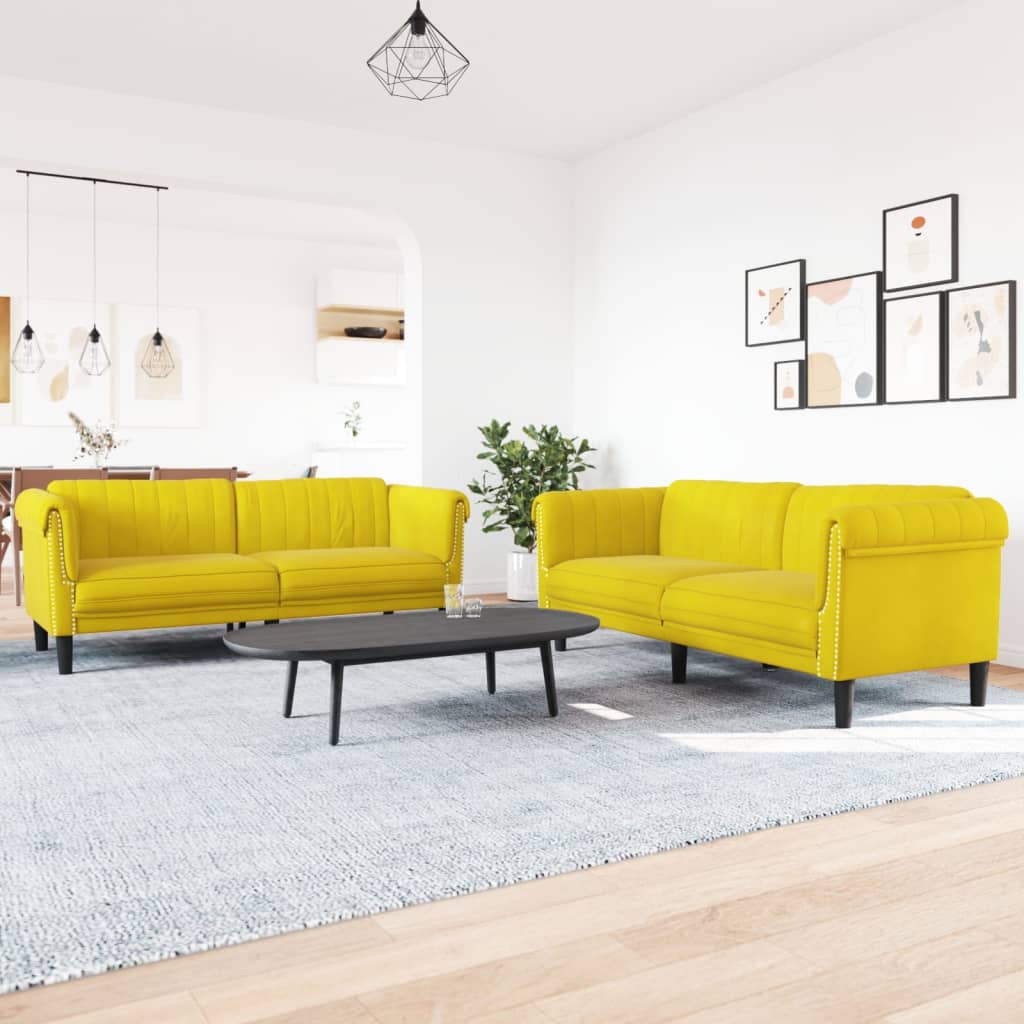 2-delige Loungeset fluweel geel is nu te koop bij PeponiXL, paradijselijk wonen!