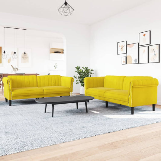 2-delige Loungeset fluweel geel is nu te koop bij PeponiXL, paradijselijk wonen!