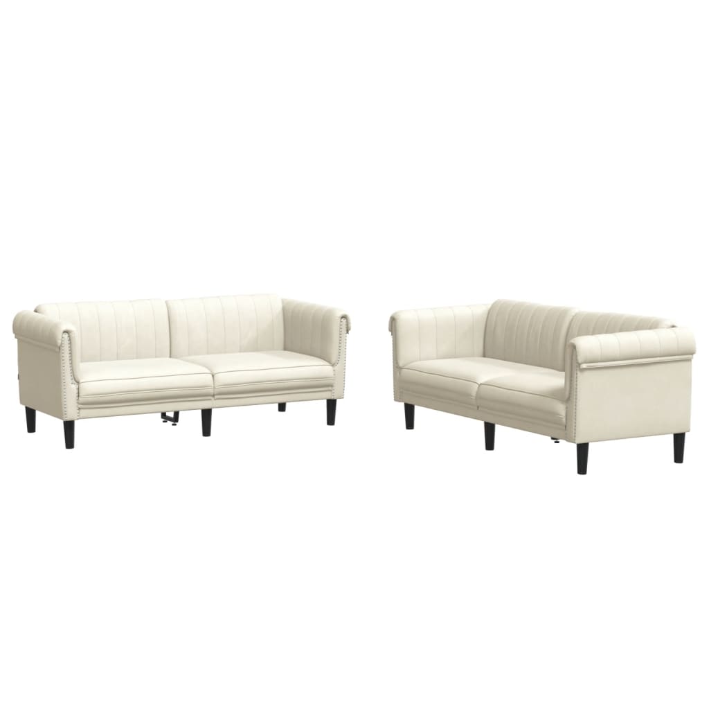 2-delige Loungeset fluweel crèmekleurig is nu te koop bij PeponiXL, paradijselijk wonen!