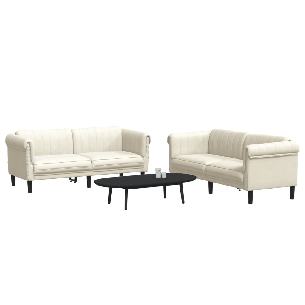 2-delige Loungeset fluweel crèmekleurig is nu te koop bij PeponiXL, paradijselijk wonen!