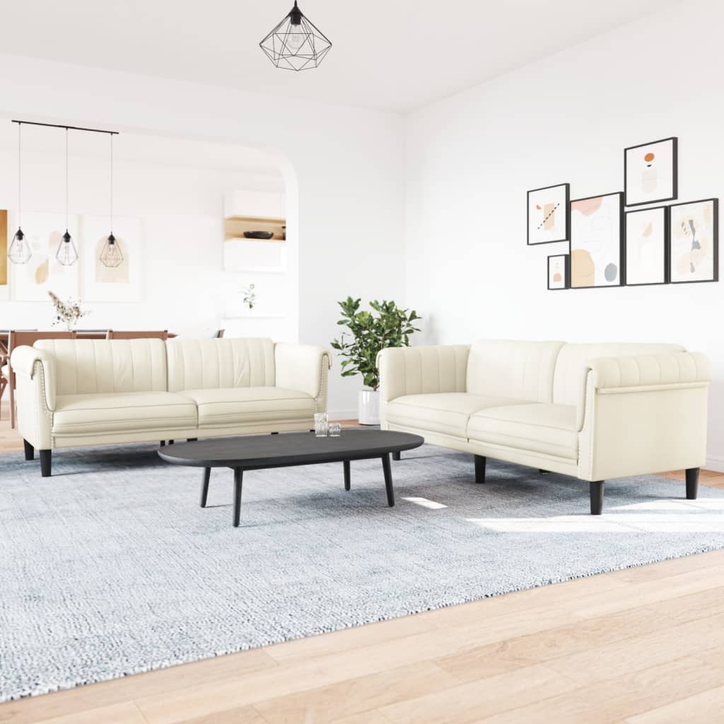 2-delige Loungeset fluweel crèmekleurig is nu te koop bij PeponiXL, paradijselijk wonen!