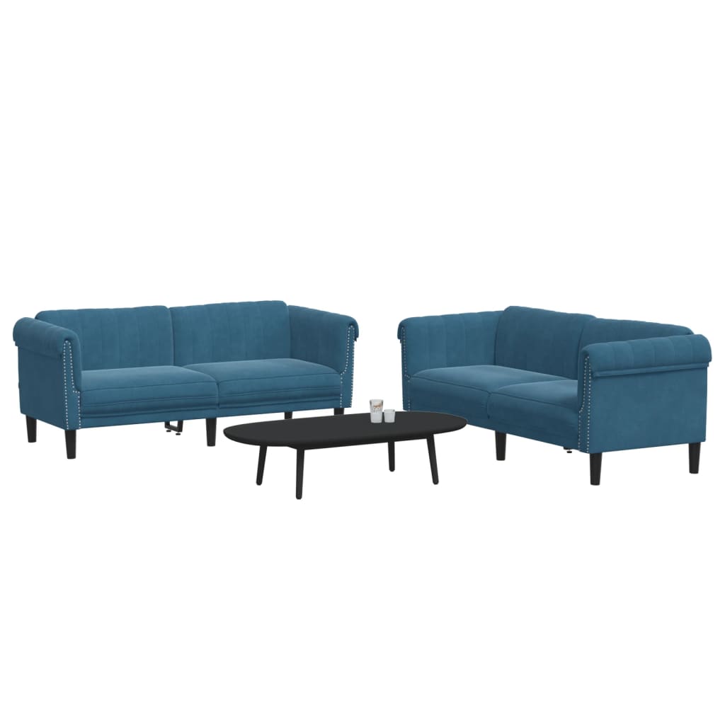 2-delige Loungeset fluweel blauw is nu te koop bij PeponiXL, paradijselijk wonen!