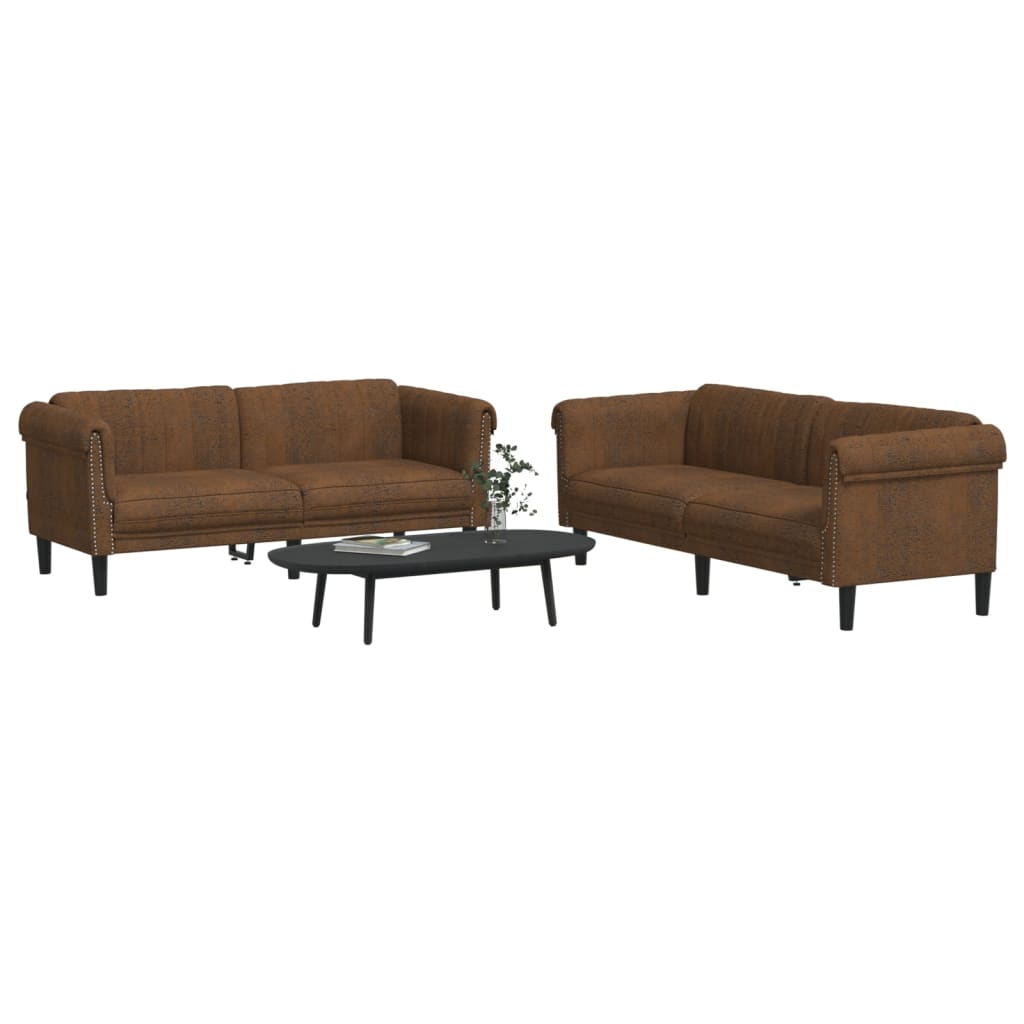 2-delige Loungeset fluweel bruin is nu te koop bij PeponiXL, paradijselijk wonen!
