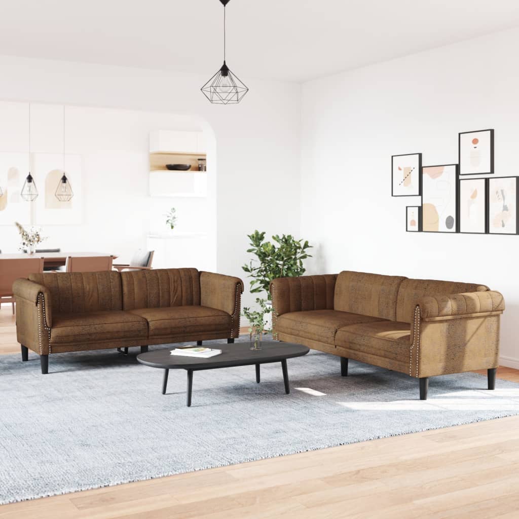 2-delige Loungeset fluweel bruin is nu te koop bij PeponiXL, paradijselijk wonen!