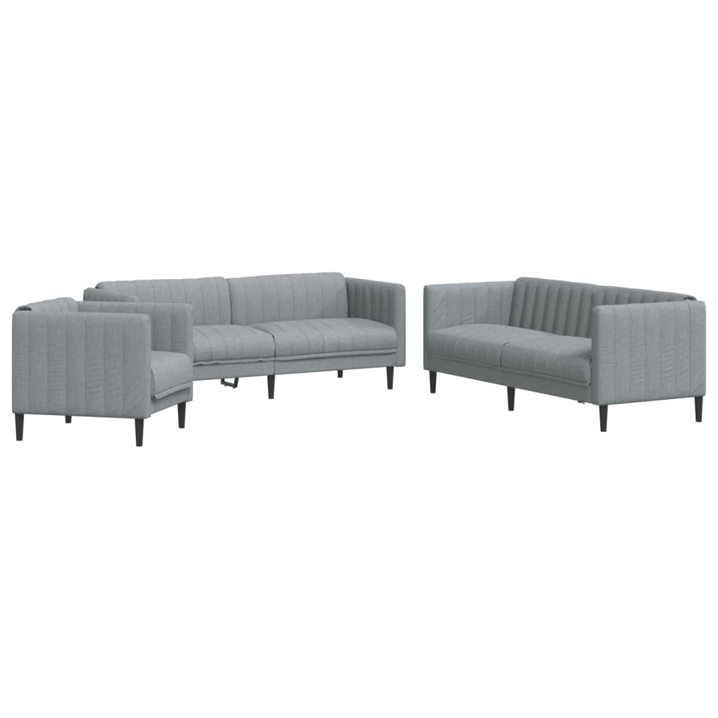 3-delige Loungeset stof lichtgrijs is nu te koop bij PeponiXL, paradijselijk wonen!