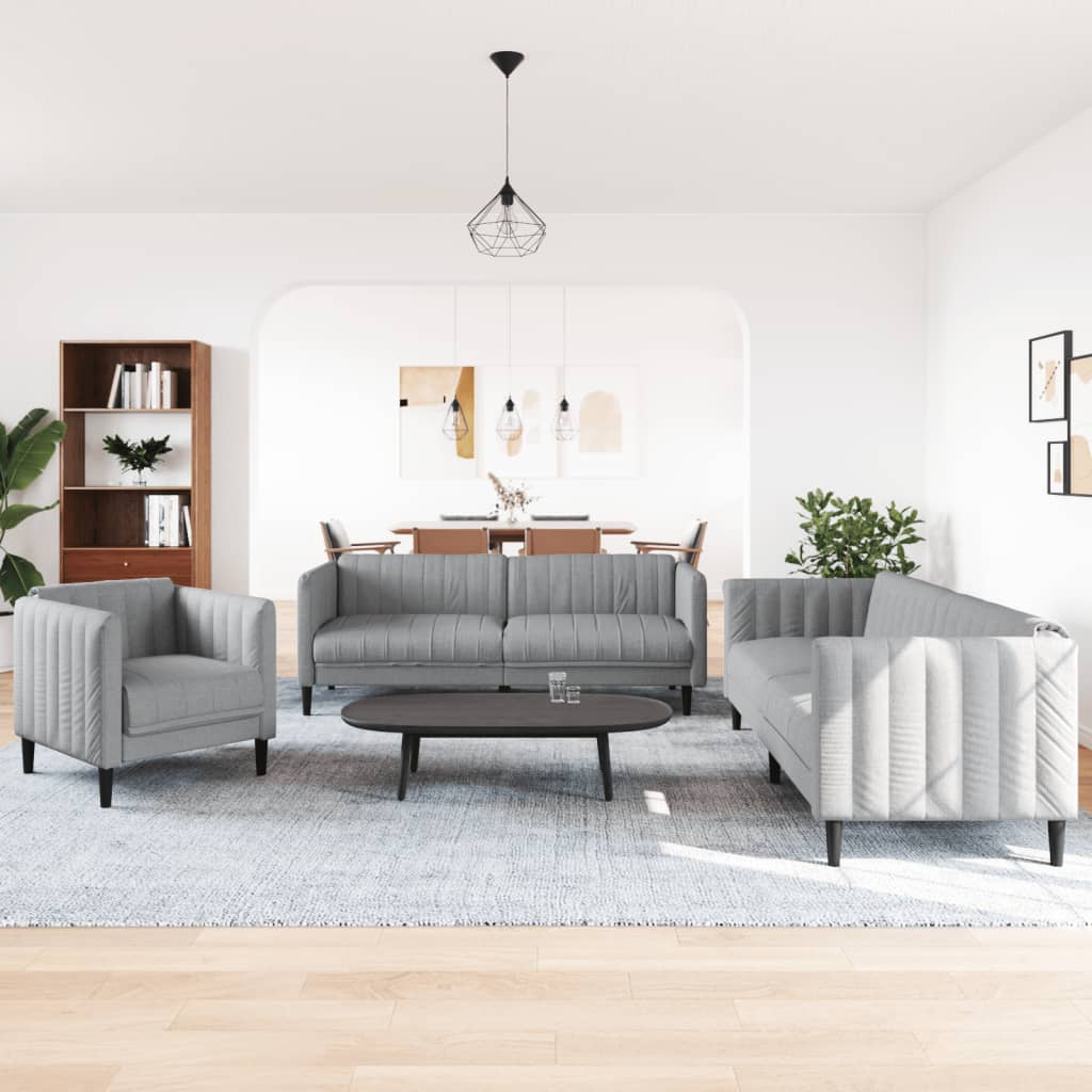 3-delige Loungeset stof lichtgrijs is nu te koop bij PeponiXL, paradijselijk wonen!