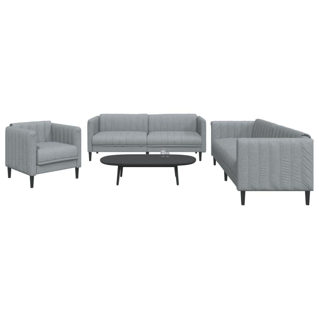 3-delige Loungeset stof lichtgrijs is nu te koop bij PeponiXL, paradijselijk wonen!