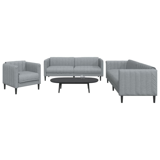 3-delige Loungeset stof lichtgrijs is nu te koop bij PeponiXL, paradijselijk wonen!