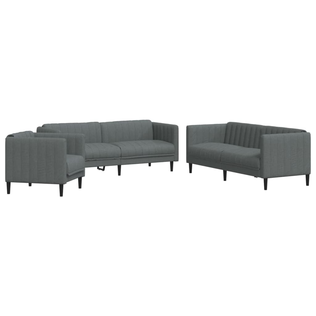 3-delige Loungeset stof donkergrijs is nu te koop bij PeponiXL, paradijselijk wonen!
