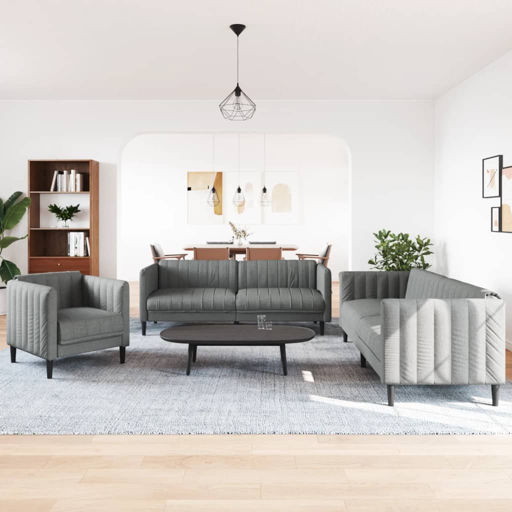 3-delige Loungeset stof donkergrijs is nu te koop bij PeponiXL, paradijselijk wonen!