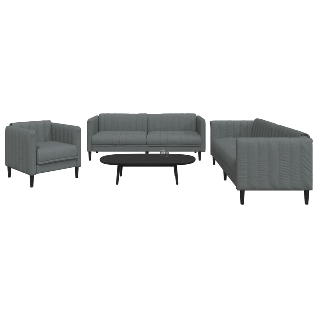 3-delige Loungeset stof donkergrijs is nu te koop bij PeponiXL, paradijselijk wonen!