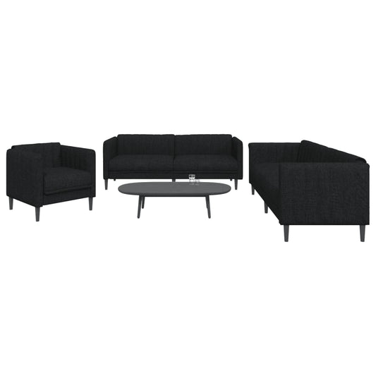 3-delige Loungeset stof zwart is nu te koop bij PeponiXL, paradijselijk wonen!