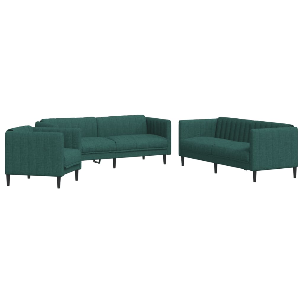 3-delige Loungeset stof donkergroen is nu te koop bij PeponiXL, paradijselijk wonen!
