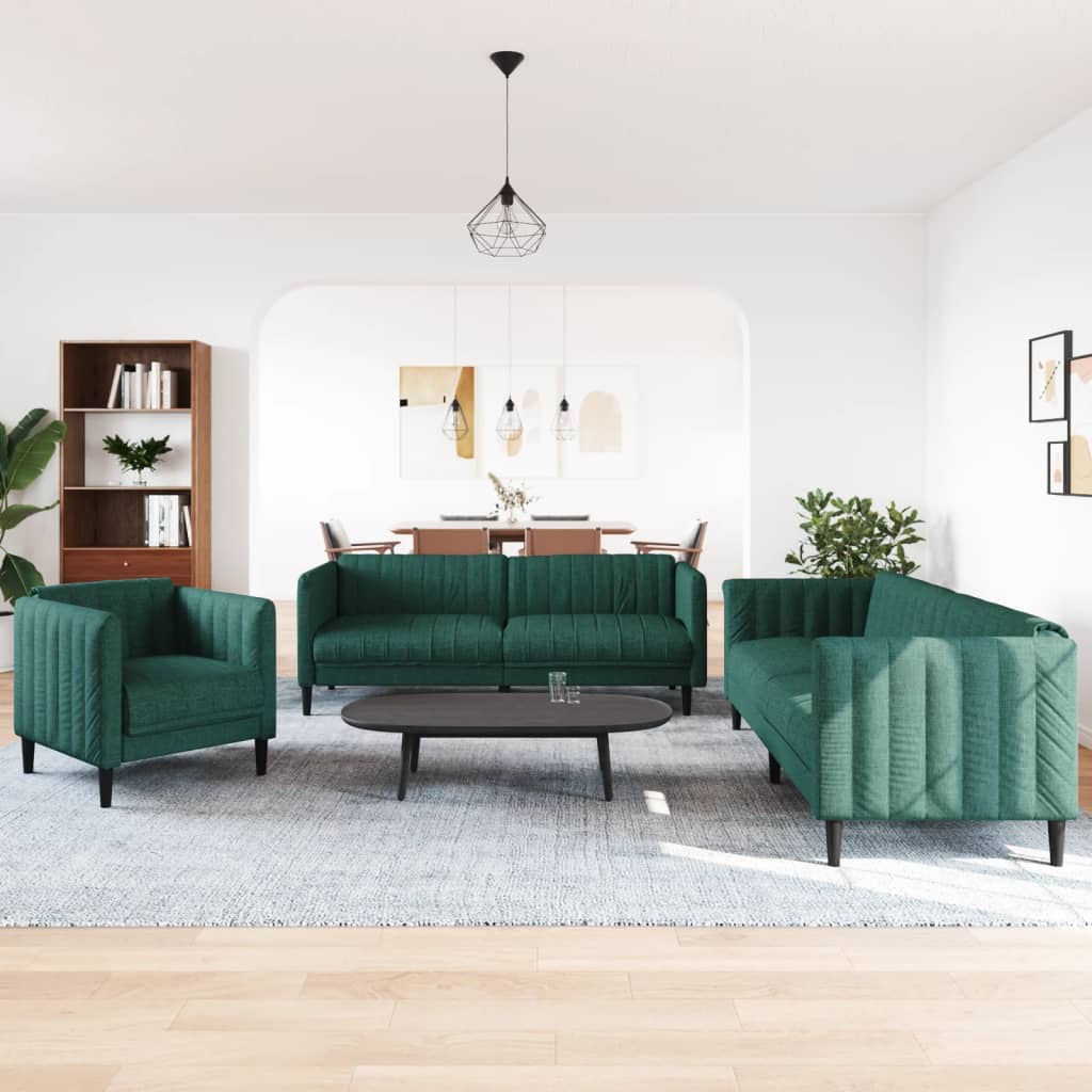 3-delige Loungeset stof donkergroen is nu te koop bij PeponiXL, paradijselijk wonen!